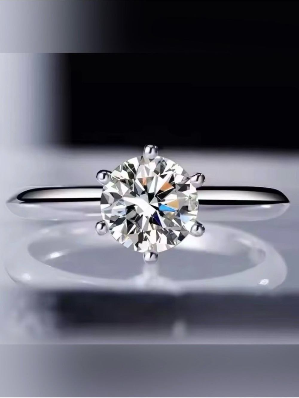Classic Silver Solitaire Engagement Ring - Silver